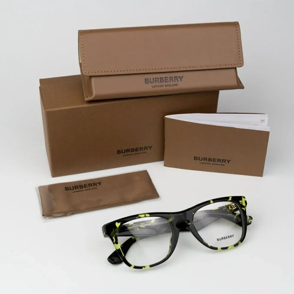 NEW Burberry BE2409 4124  Green Havana Square Unisex Eyeglasses BE 2409